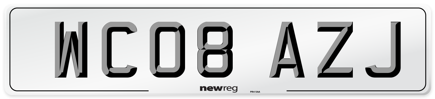 WC08 AZJ Number Plate from New Reg